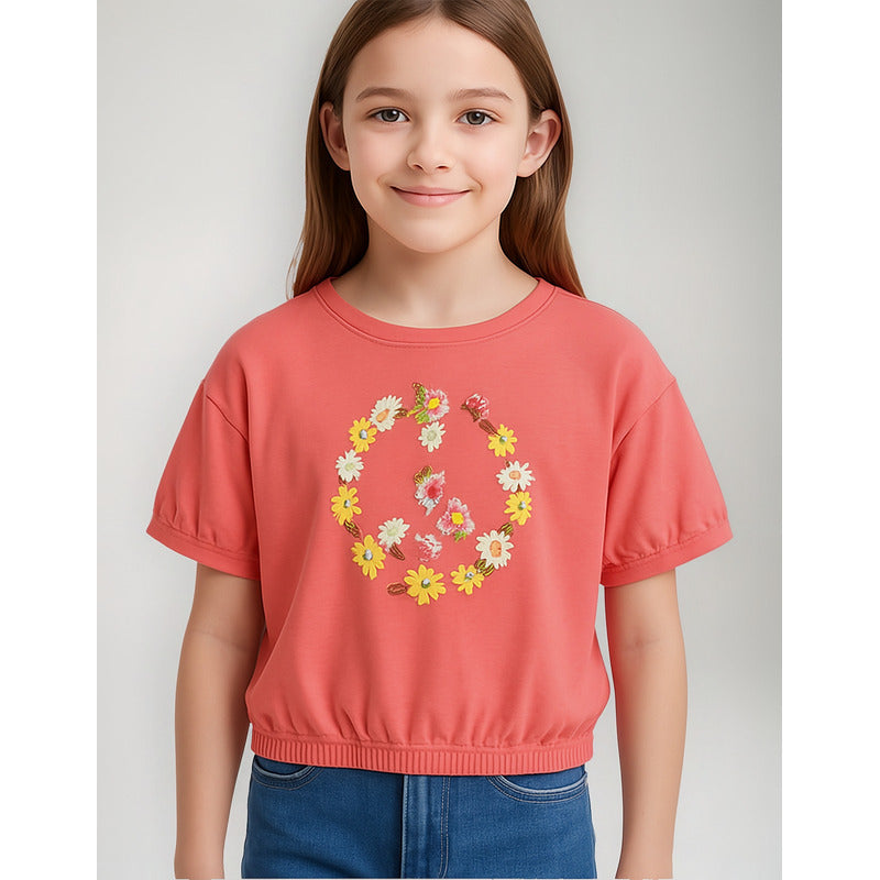 Blusa Casual Para Niña Mod.6056 Marca Mayoral® Coral Flores 16 Años