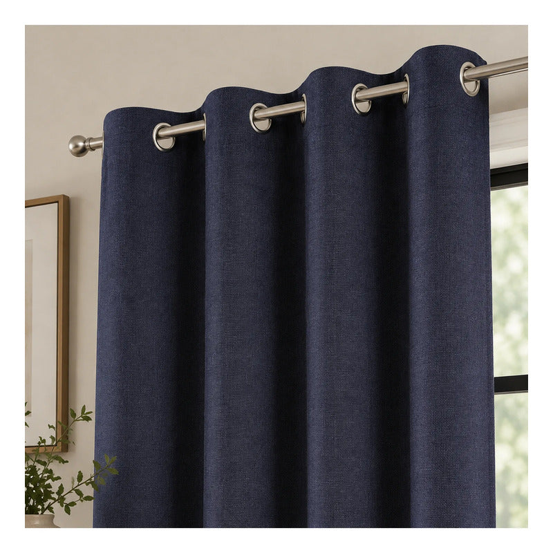 Set De Cortinas Blackout  Impermeables 1.37 X 2.13mts Luna® Azul