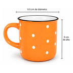 Taza De Ceramica Con Puntos 340ml Mod. 1744-60 Naranja Puntos