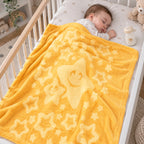 Cobertor Frazada Ligero Jacquard Cunero 90x110m Providencia® Amarillo Estrellitas