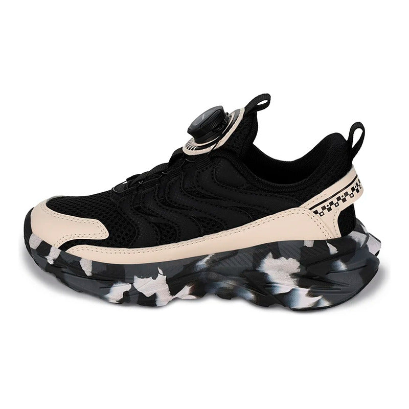 Tenis Casual Para Niño Mod.205601a Marca Coqueta Y Audaz® Negro Geométrico 21 Mx