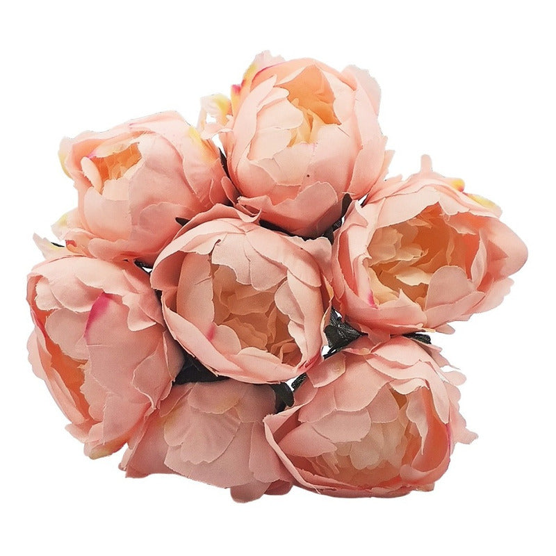 Ramo De Rosas Artificiales Decoración Para Interiores Melon Rosa