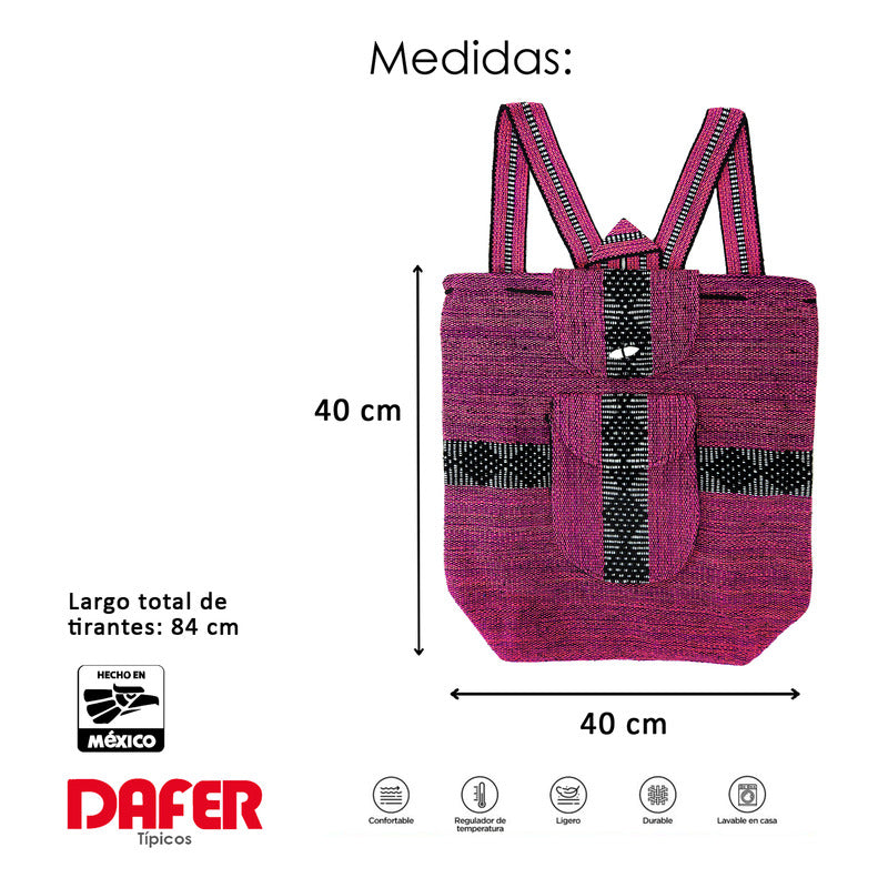 Mochila Artesanal Tejida Tipo Morral Con Bolsillo Frontal 10kg