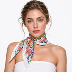 Mascada Ejecutiva De Satín Cuadrada Fina Para Mujer Multicolor Floral Primaveral Unitalla