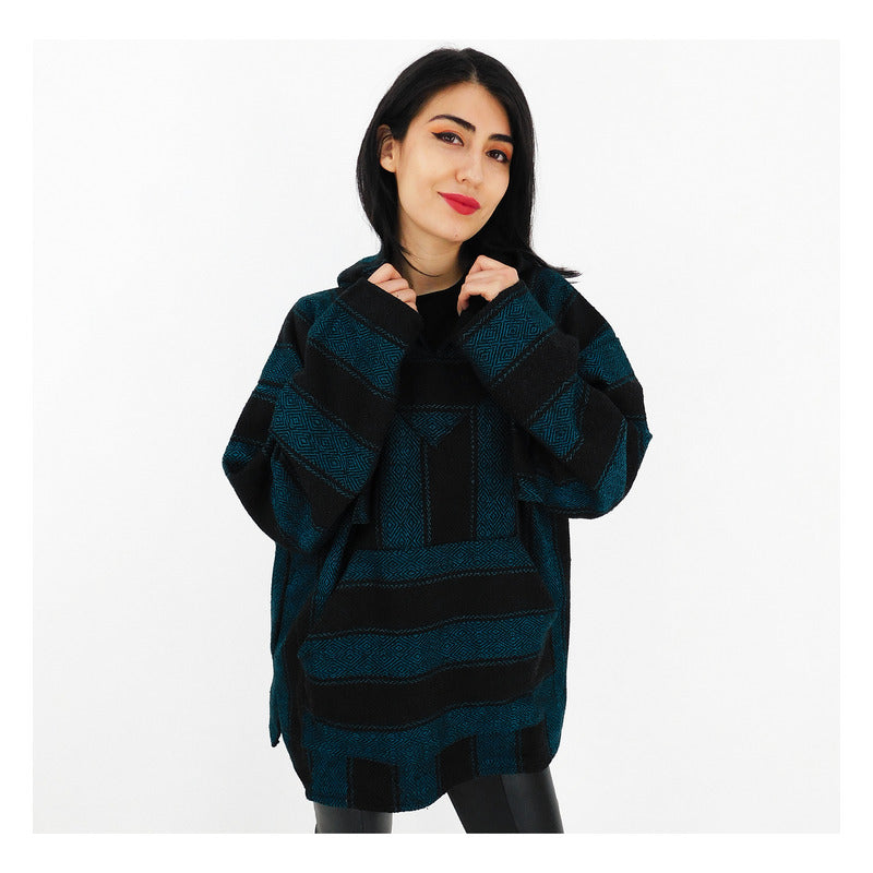 Suéter Poncho Canguro Artesanal Hoodie Acrilico Colores