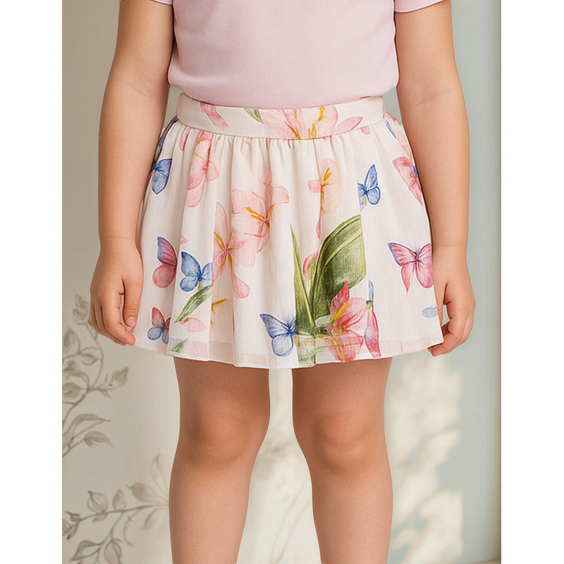 Falda Floreada De Niña Mod.016-77814al Marca Losan®