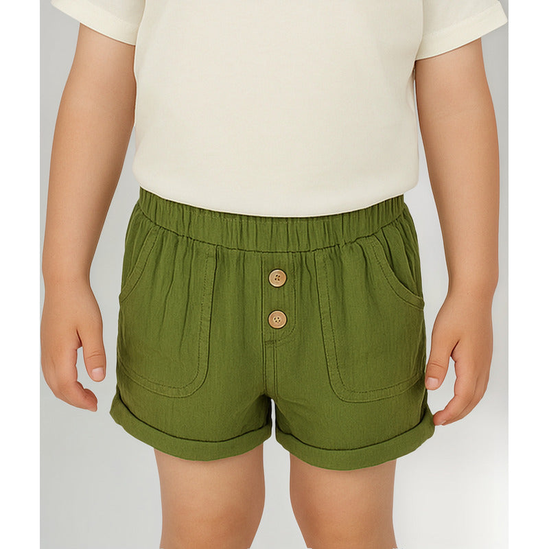 Short Bermuda Ligero Para Bebé Mod.1241 Marca Mayoral® Verde Musgo Liso 18 Meses