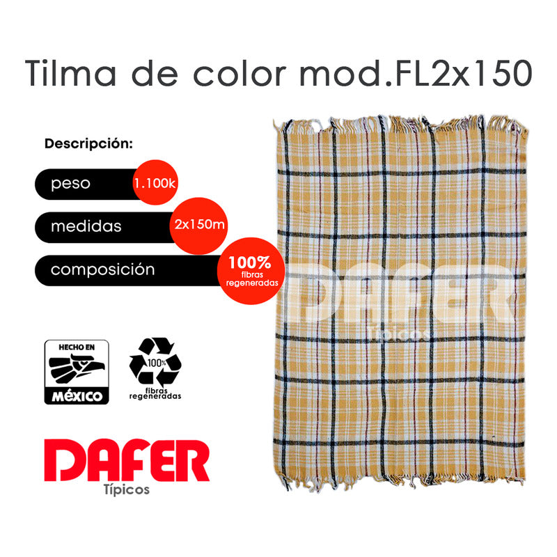 Cobija Mexicana Tilma De Color Mod.fl 2x1.50m Económica Cuadros 1.1 Kg Morado
