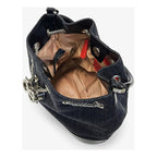 Bolso Drawstring Mediano Para Mujer Marca Cloe® Negro Lisa Níquel