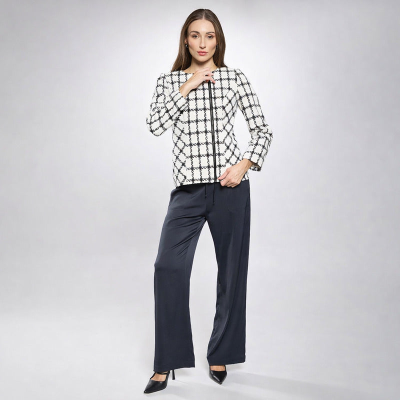 Chamarra Bouclé Houndstooth Para Dama Marca Vanity®