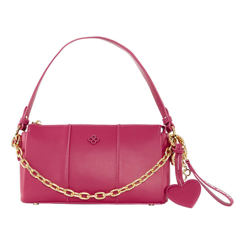 Bolso Crossbody Para Mujer Mod. Ji 2896 Marca Jaime Ibiza® Rosa Chicle Lisa Níquel