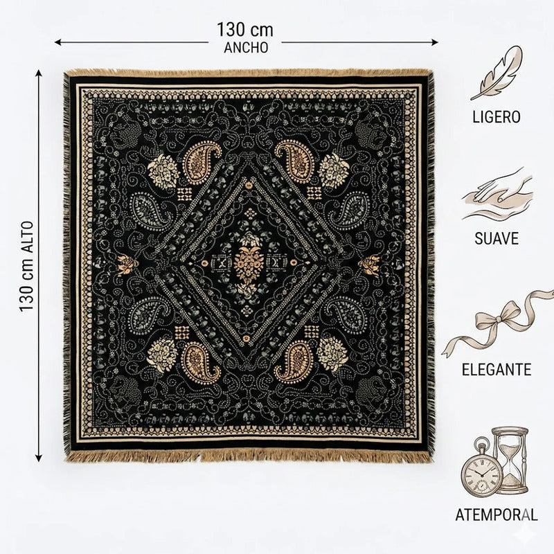 Chalina Chal Elegante Suave Para Mujer 130x130cm Multiusos Marino Figuras Unitalla