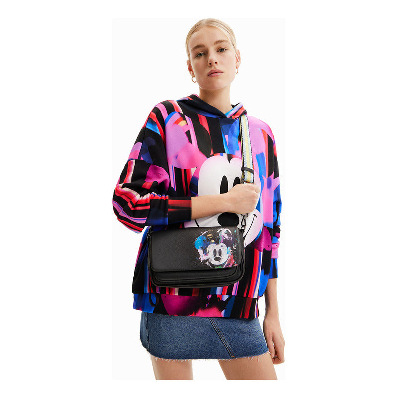 Bolso Bandolera Efecto Piel Mod.23saxpa7/2000 Desigual® Negro Lisa Níquel Multicolor