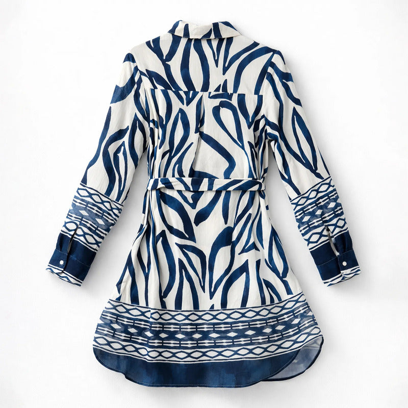 Vestido Ligero Cómodo Para Mujer Mod.6966 Marca Aspik® Multicolor Geométrico Ch