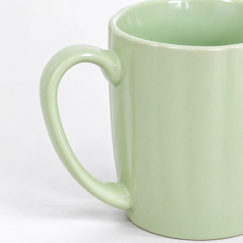 Taza De Cerámica Acanalada 370ml Estilo Nórdico Verde 1744-98 Acanalada