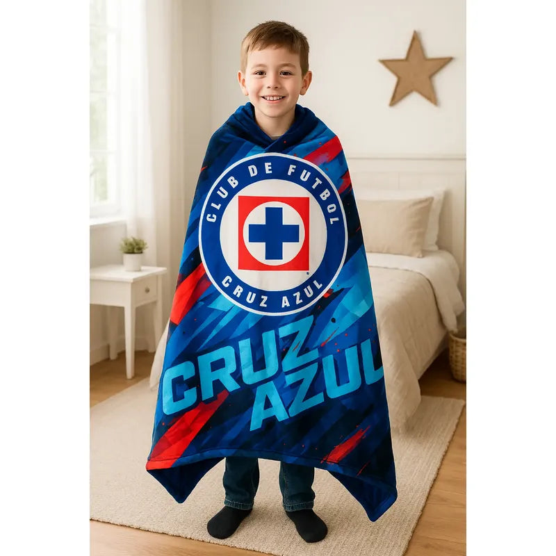 Frazada Ligera Super Suave Matrimonial Futbol Providencia® Equipo 500 G Maquina Azul