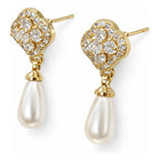 Aretes Elegantes Gota De Perla Para Mujer Bisutería Fina Beige