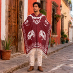 Jorongo Gaban Artesanal Mexicano Colores Caballos Herradura Vino Caballos Herradura Xg