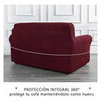 Cubre Sala Set 3 Piezas Estirable Ajuste Perfecto Blank &co® Vino Geométrico