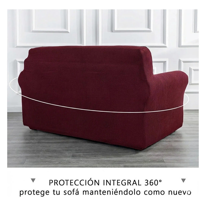 Cubre Sala Set 3 Piezas Estirable Ajuste Perfecto Blank &co® Vino Geométrico