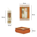 Set Para Bautizo Vela+concha+toalla+caja De Madera