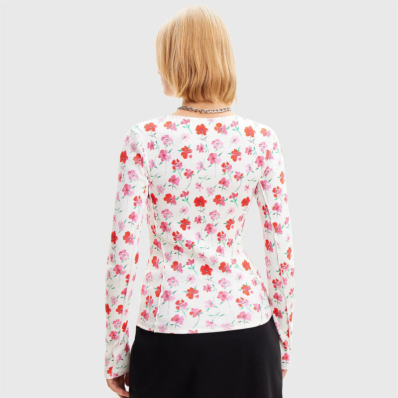 Blusa Estampado Floral Para Mujer 24swtk13/1000 Desigual® Multicolor Floreado M