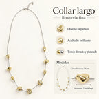 Collar Largo Para Mujer Con Dijes Abstractos Elegantes Plateado
