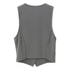 Conjunto Casual Chaleco + Pantalón Mod. Ip9098 Marca Iris® Gris Oscuro Lisa G