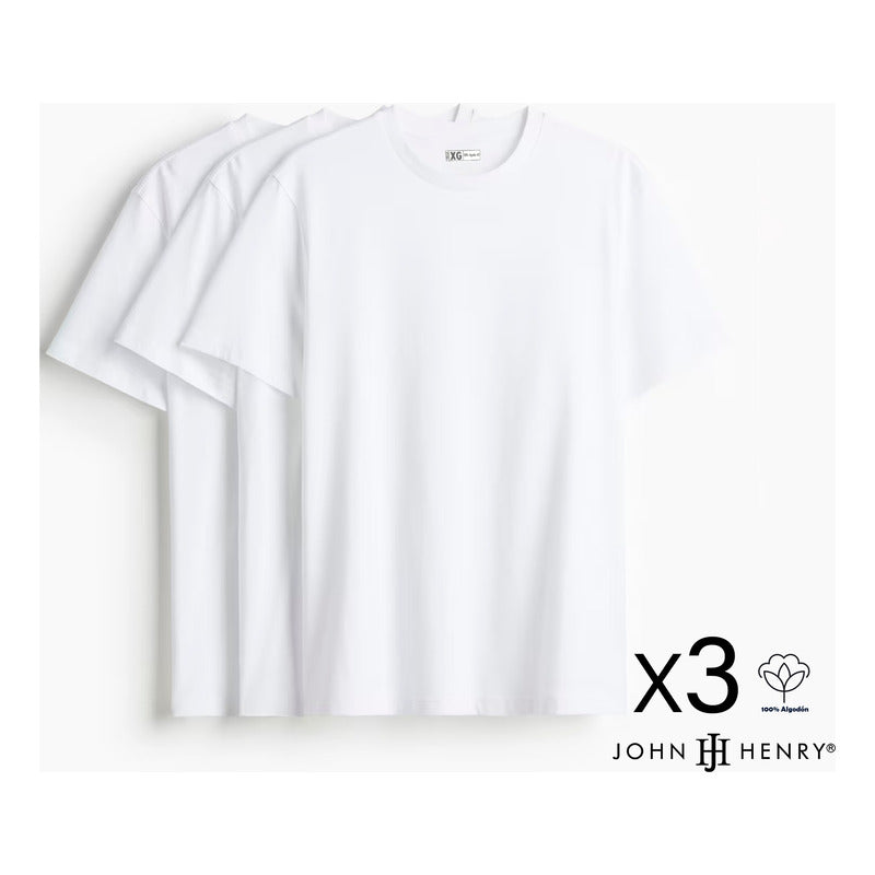 Set De 3 Playeras Algodón Cuello Redondo Mod. Cr John Henry®
