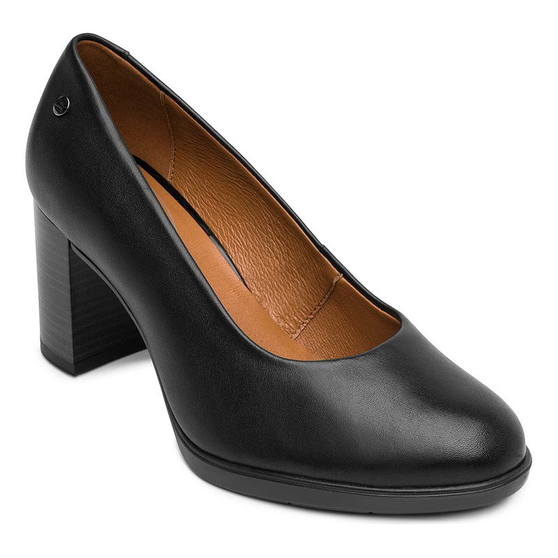 Zapatilla Tacón Medio Para Mujer Mod.133901 Marca Flexi® Negro Liso 25.5 Mx