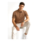 Playera Polo Para Hombre Piqué Stretch Transpirable Bobois® Camello M Cuadriculado