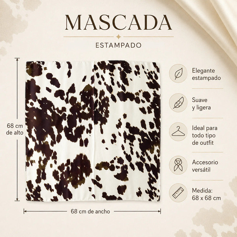 Mascada Ejecutiva De Satín Cuadrada Fina Para Mujer Multicolor Manchas Unitalla