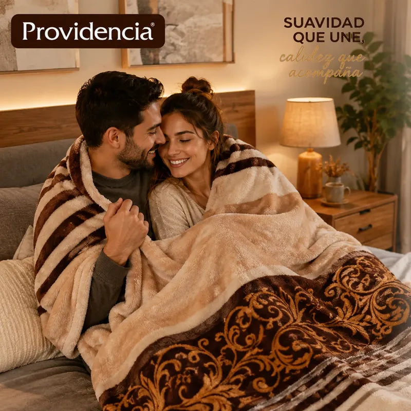 Cobertor Ligero Micrograbado 1.80x2.10m Providencia® Premium Asuan 1 Kg Beige