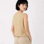 Chaleco Ligero Casual Para Mujer Mod.28094 Marca Stop® Beige Oscuro Floreado Eg