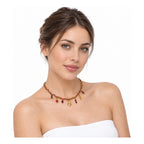 Collar De Mujer Cadena Entrelazada Estilo Bohemio Con Dijes Dorado