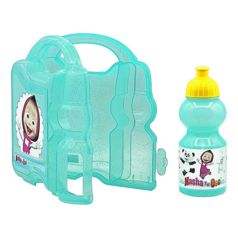 Lonchera Infantil De Plástico Con Botella Diseños Varios