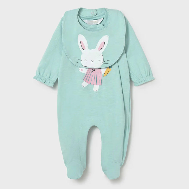 Mameluco Ligero Con Babero Para Bebé Mod.1711 Marca Mayoral® Agua 18 Meses Lisa