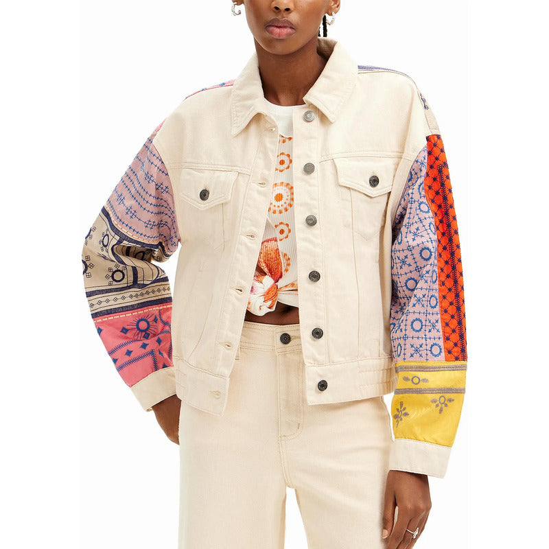 Chaqueta Vaquera Corta Con Bordado 24swed02/4037 Desigual® Multicolor L Geométrico
