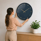 Reloj De Pared Para Interiores Moderno Decorativo 50cm Azul Oscuro