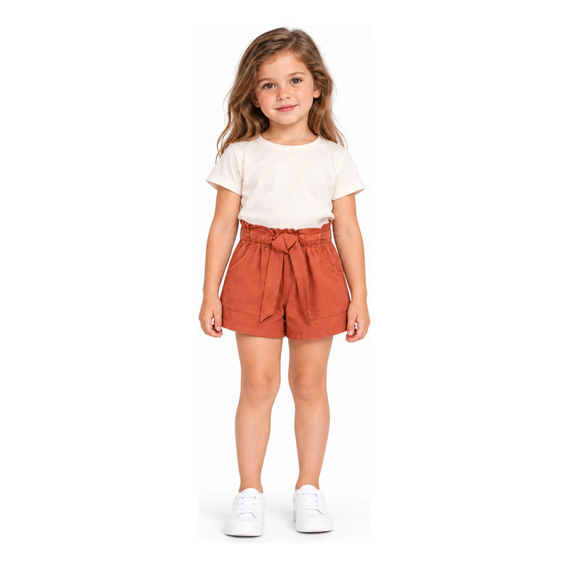 Short Para Niña Cintura Elástica Mod.3202 Marca Mayoral® Teja Lisa 8 Años