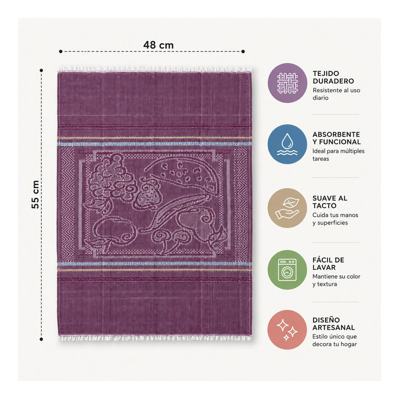 Servilleta De Cocina Multiusos Tejida 54 X 46cm Violeta Frutas
