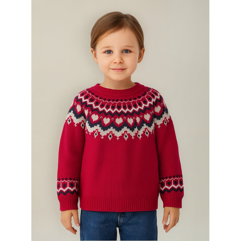 Suéter Jacquard Tejido Para Niña Mod.4358 Marca Mayoral® Rojo Tejido 3