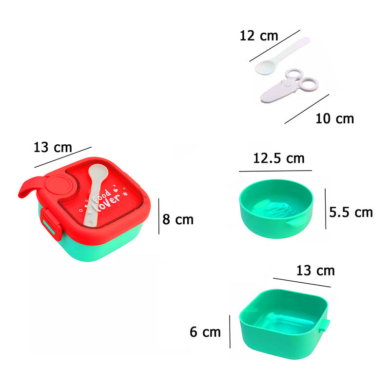 Contenedor Lunch Box Hermético Tapa Divisiones 5 Pzas 750ml