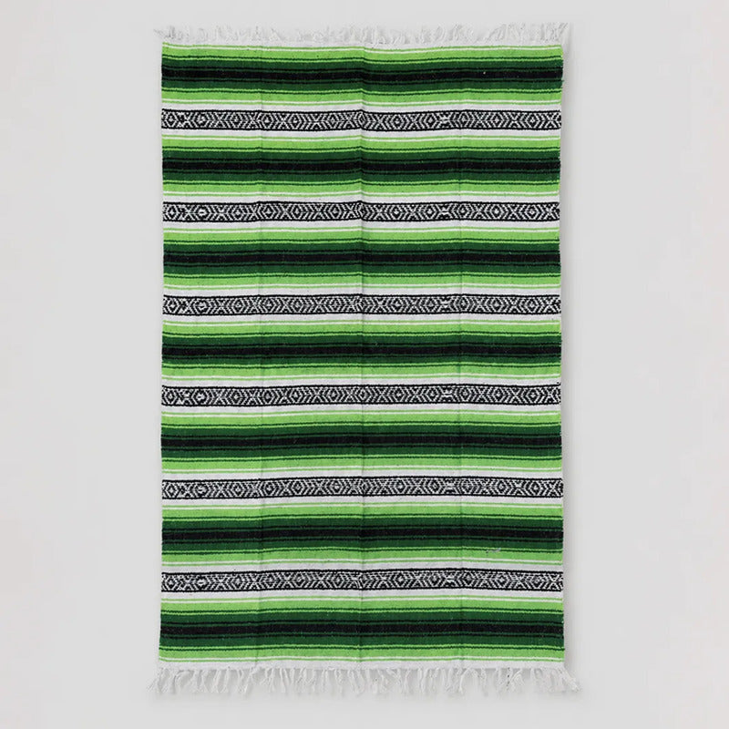 Falsa Artesanal 1.90m X 1.20m Cobija Multiusos Mexicana Geométrico 1 Kg Verde Lima