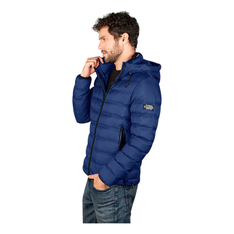 Chamarra De Pluma Acolchada Mod. Cw83-pol8759 Greenlander® Azul G Capitonado