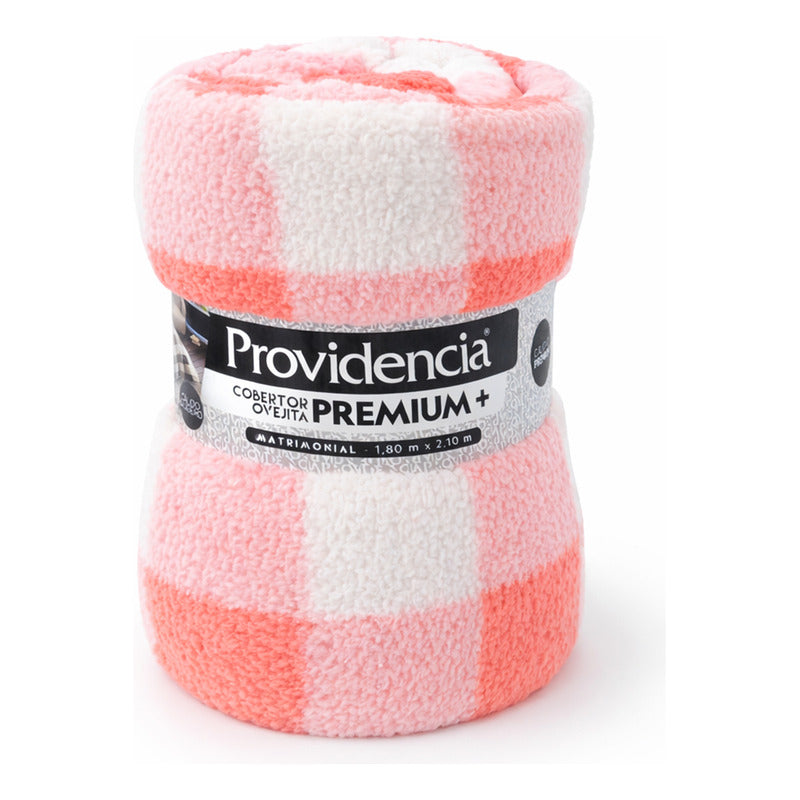 Cobertor Ovejita Ligero Matrimonial 1.80x2.10m Providencia® Multicolor 400 G Cuadros Rosas