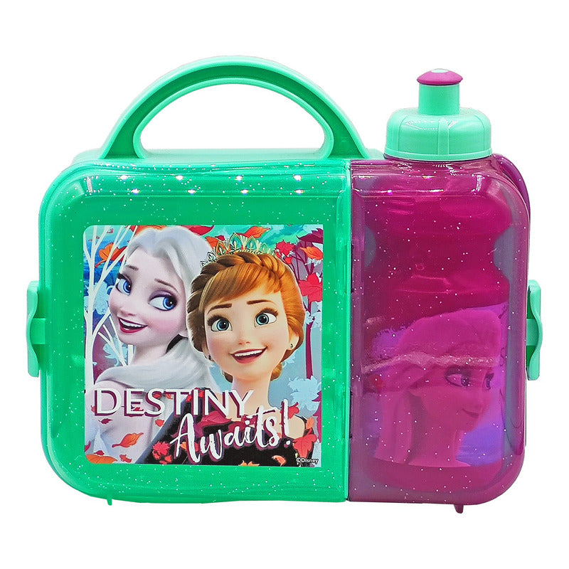 Lonchera Infantil De Plástico Con Botella Diseños Varios