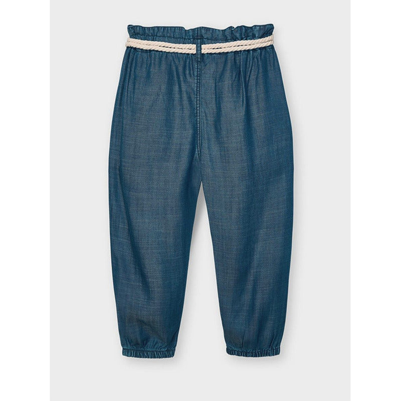 Pantalón De Niña Con Cinturón Mod.3552 Indigo Marca Mayoral® Índigo Liso 3 Años