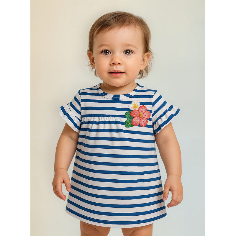 Vestido Cómodo Para Bebe Marca Mayoral® Azul Marino/rayas 12 M
