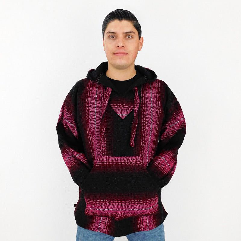 Suéter Poncho Canguro Artesanal Hoodie Acrilico Colores